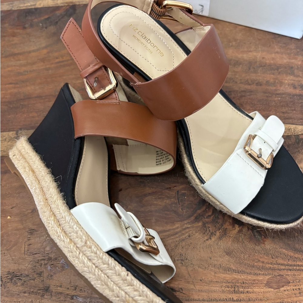 Liz Claiborne Brown and White Espadrille Sandals - Picture 4 of 6